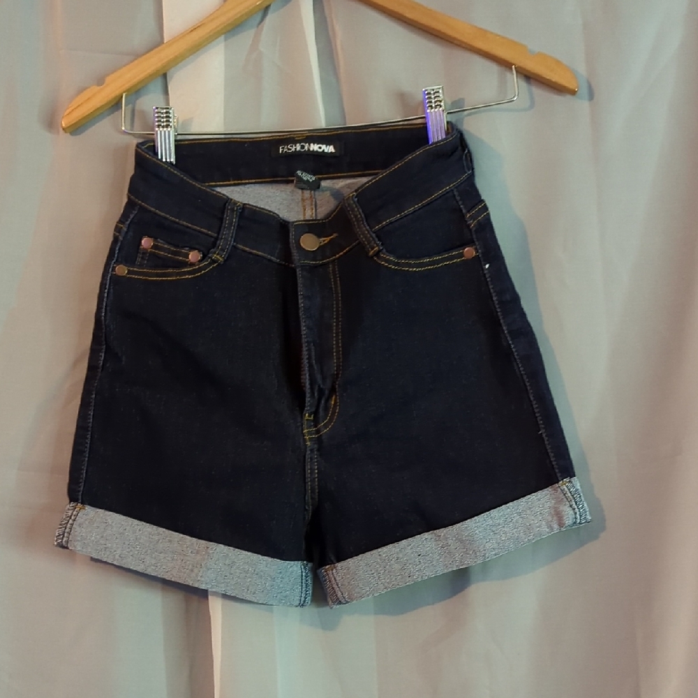 Fashion Nova Dark Blue Jean Shorts